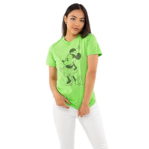 Women's Disney Mickey Mouse Regular Fit Crew Neck T-Shirt in Green