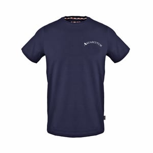 Men's Aquascutum Regular Fit Crew Neck Short Sleeve T-Shirt in Navy