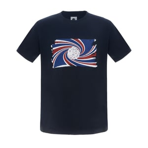 Men's Pretty Green Swirl Logo Print Regular Fit T-Shirt in Navy