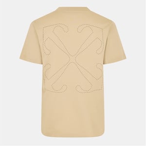 Men's Off White Slim Fit Crew Neck Short Sleeve T-Shirt in Brown Rice-Mole