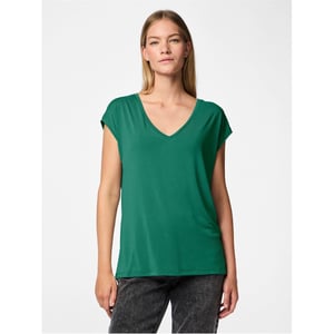 Women's Pieces Regular Fit V-Neck Knit T-Shirt in Pepper Green