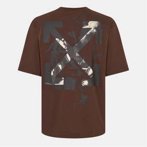 Men's Off White Arrow Crew Neck Short Sleeve T-Shirt in Choc/Crème