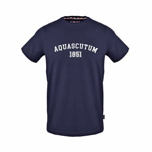 Men's Aquascutum Arch Logo Crew Neck Short Sleeve T-Shirt in   Navy