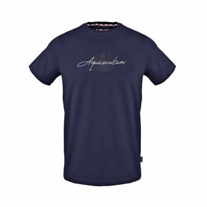 Men's Aquascutum Crew Neck Short Sleeve Jersey T-Shirt in   Navy