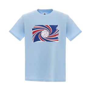 Men's Pretty Green Swirl Logo Print Regular Fit T-Shirt in Sky Blue