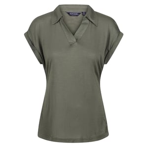 Women's Regatta Collared Neck Shirt Collar Short Sleeve Polo Shirt in FourLeafClvr