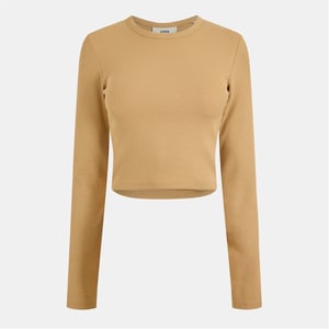 Women's JJXX Feline Slim Fit Cropped Long Sleeve T-Shirt in Incense
