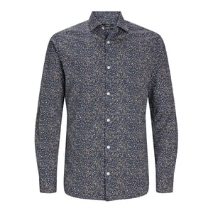 Men's Jack and Jones Slim Fit Long Sleeve Shirt in Night Sky
