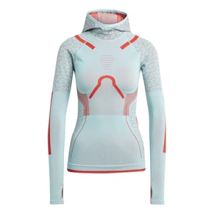 Women's adidas Funnel Neck Raglan Sleeve Tech Sweatshirt in Green