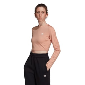 Women's adidas Originals Cropped Slim Fit Crew Neck T-Shirt in Ambient Blush