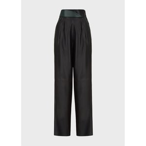 Women's Emporio Armani EA7 Embroidered Trousers in Black
