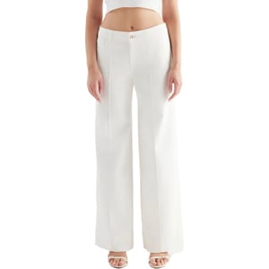 C.O.J. Denim Mid waist wide straight off white