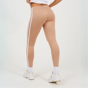 Women's Brave Soul Leggings With Stripe Detail in Taupe/Wht Strpe