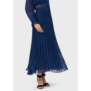 Women's Emporio Armani EA7 Plet Maxi A-Line Skirt in Royal Blue