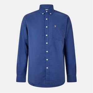 Men's Farah Boxworth Regular Fit Long Sleeve Shirt in Mid Blue