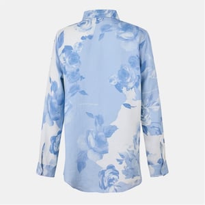 Men's Off White Off Linen Shirt in White/Blue