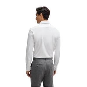 Men's Boss Joe Point Collar Long Sleeve Oxford Shirt in White