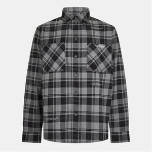 Men's Off White Regular Fit Long Cuff Sleeve Shirt in Grey/White