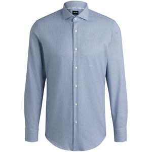 Men's Boss Hbb Hhank Spread C1 Plain Long Sleeve Shirt in Dark Blue
