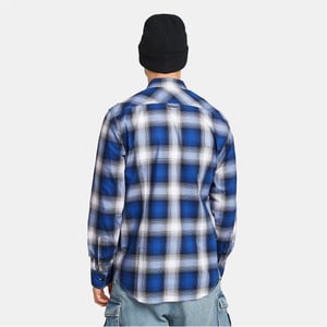Men's G Star Logo Badge Collared Neck Long Sleeve Shirt in Deep Blue