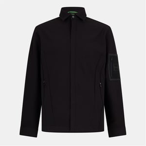 Men's Boss Zipped Pocket Collared Neck Long Sleeve Shirt in Black