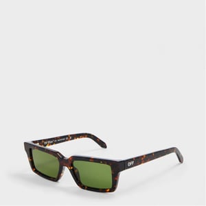 Accessories Off White Warren Rectangle Full Rim Sunglasses in Havana/Green