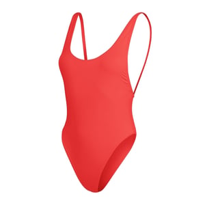Women's Speedo Solid Patterned Scoop Neck One Piece Swimsuit in Red