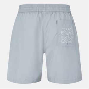 Men's Off White Arrow Relaxed Fit Swim Shorts in Grey/White