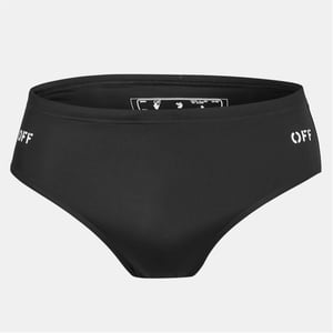Men's Off White Arrow Regular Fit Swim Brief in Black/White