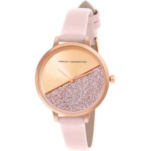 Accessories French Connection Connection Rose Case Round Shape Pink Strap Quartz Watch in Rose Gold