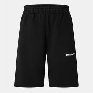 Men's Off White Diagonal Sweat Shorts with Elasticated Waistband in Black/White