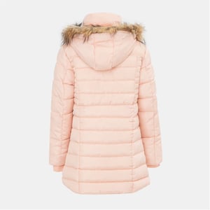 Women's I Saw It First Solid Patterned Hooded Snap Button Ribbed Cuff Parka Jacket in Pink