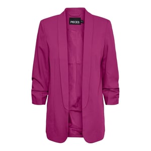 Women's Pieces Solid Patterned Tie Waist Blazer in Fstivl Fuchsia