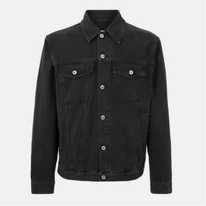 Men's Off White Varsity Jacket with Chest Pocket in Black/White