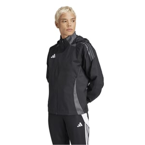 Women's adidas Tiro24 Hooded Anorak with Three Bar Logo in Black/Dark Grey