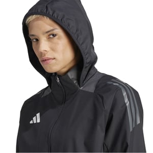 Women's adidas Tiro24 Hooded Anorak with Three Bar Logo in Black/Dark Grey