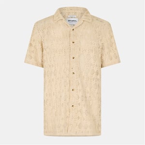 Men's Threadbare Rackes Short Sleeve Shirt in Ecru