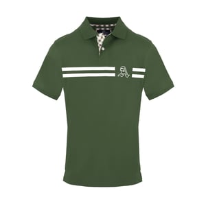 Men's Aquascutum Collared Neck Short Sleeve Polo Shirt in  Military Green