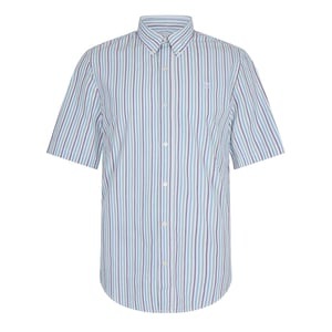 Men's Timberland Logo Striped Button Down Collar Shirt in White Yd