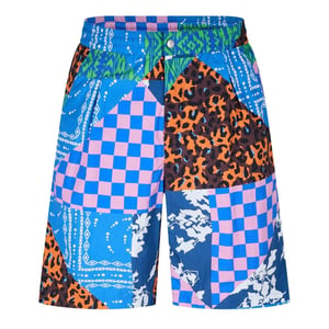 Men's Marcelo Burlon Patchwork Casual Shorts in Blue