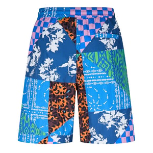 Men's Marcelo Burlon Patchwork Casual Shorts in Blue
