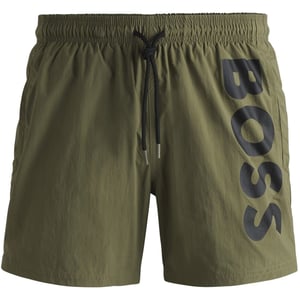 Men's Boss Octopus Swim Shorts, Comfortable Elasticated Waist in Dark Beige