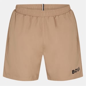 Men's Boss Dolphin Elasticated Waistband Swim Short in Medium Beige