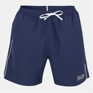 Men's Boss Solid Patterned Starfish Swim Short in Dark Blue