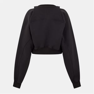 Kvinnors Off White Kort Relaxed Fit Crew Neck Sweater i Svart/Vit