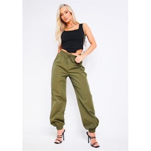 Women's Missy Empire Toggle Cargo Trouser in Khaki