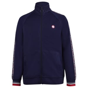 Men's Pretty Green Eclip Tape Raglan Sleeve Zip Neck Athletic Top in Navy