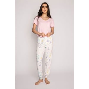 Women's PJ Salvage Salvage Drawstring Star Pant in Off-White