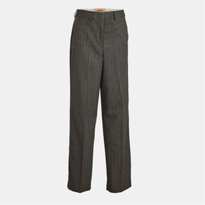 Women's JJXX Brshoody Stripe Patterned Straight Trousers in Grey Melange