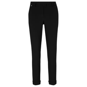 Women's Boss Solid Patterned Straight Chinos in Black 001